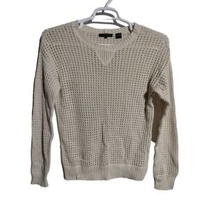 Jeanne Pierre lt beige sweater see thru 100% cotton Vintage woman large vintage